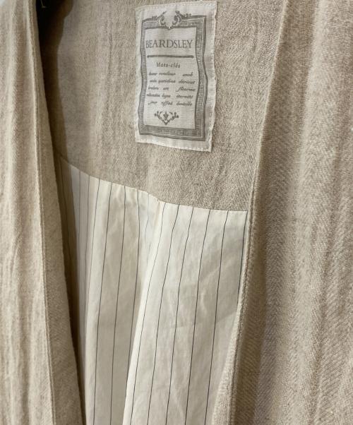 BEARDSLEY（ビアズリー）BEARDSLEY (ビアズリー) リネンウール羽織 / ノーカラーコート アイボリー サイズ:Freeの古着・服飾アイテム