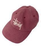 stussyステューシー）の古着「Canvas Big Basic Low Pro Cap」｜ピンク