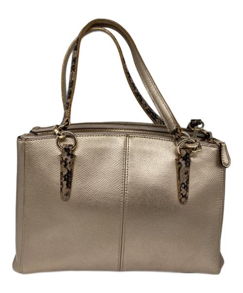 COACH（コーチ）COACH (コーチ) Small Christie Carryall メタリックレザー 2WAYショルダーバッグ ベージュの古着・服飾アイテム