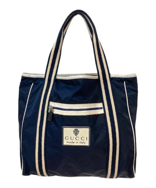 GUCCI（グッチ）GUCCI (グッチ) ヒステリア ロゴ ナイロントートバッグ ネイビーの古着・服飾アイテム