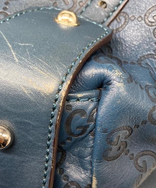GUCCI（グッチ）GUCCI (グッチ) ホースビット型押し ハンドバッグ ネイビーの古着・服飾アイテム