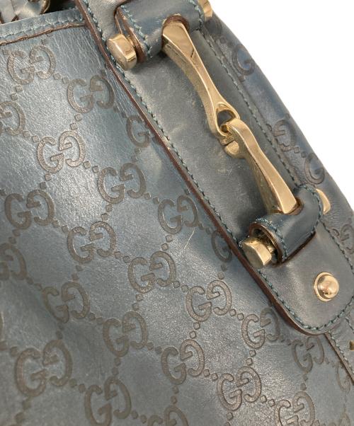 GUCCI（グッチ）GUCCI (グッチ) ホースビット型押し ハンドバッグ ネイビーの古着・服飾アイテム