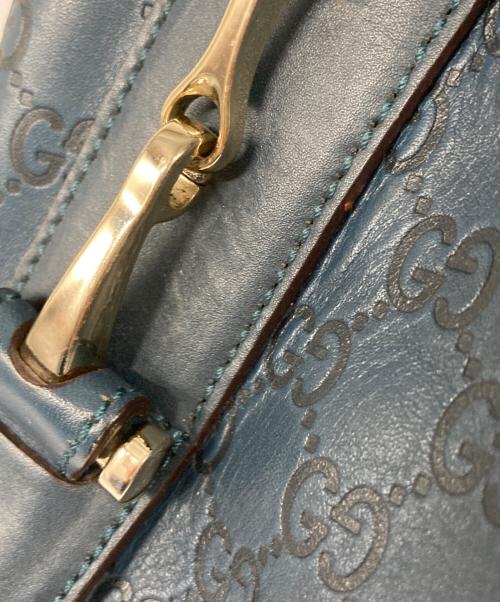 GUCCI（グッチ）GUCCI (グッチ) ホースビット型押し ハンドバッグ ネイビーの古着・服飾アイテム