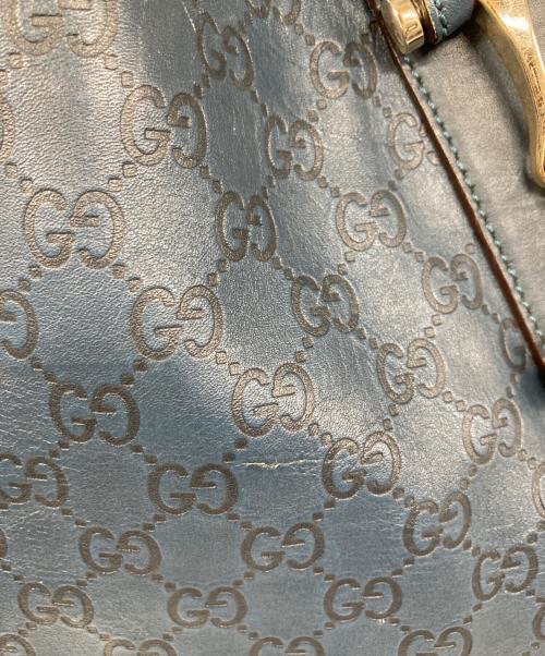 GUCCI（グッチ）GUCCI (グッチ) ホースビット型押し ハンドバッグ ネイビーの古着・服飾アイテム