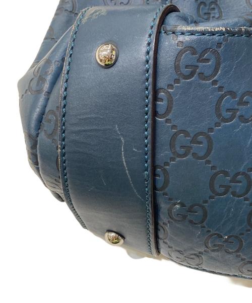 GUCCI（グッチ）GUCCI (グッチ) ホースビット型押し ハンドバッグ ネイビーの古着・服飾アイテム