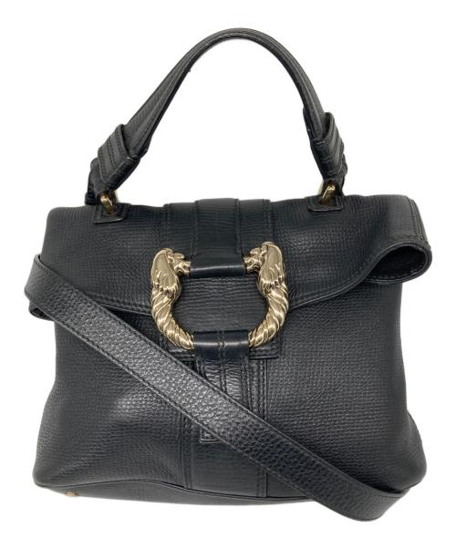 BVLGARI（ブルガリ）BVLGARI (ブルガリ) Leoni 2Way ハンドバッグ ブラックの古着・服飾アイテム