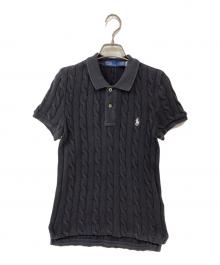 POLO RALPH LAUREN（ポロ・ラルフローレン）の古着「スモールポニー ケーブルニットポロシャツ」｜グレー