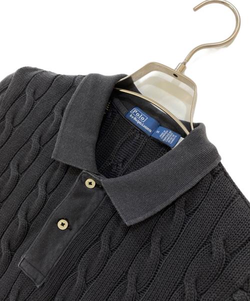 POLO RALPH LAUREN（ポロ・ラルフローレン）POLO RALPH LAUREN (ポロ・ラルフローレン) スモールポニー ケーブルニットポロシャツ グレー サイズ:Mの古着・服飾アイテム