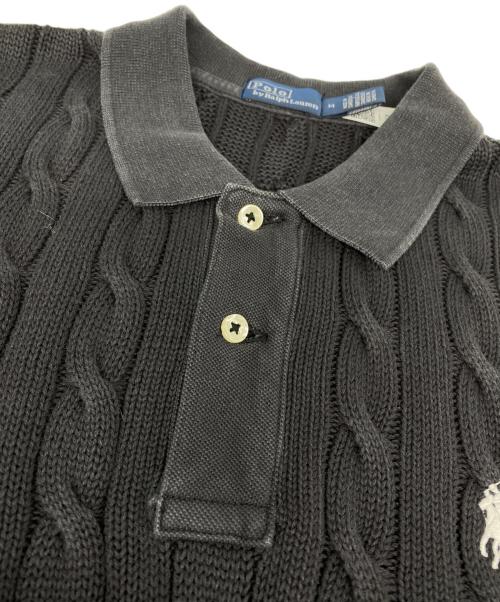 POLO RALPH LAUREN（ポロ・ラルフローレン）POLO RALPH LAUREN (ポロ・ラルフローレン) スモールポニー ケーブルニットポロシャツ グレー サイズ:Mの古着・服飾アイテム