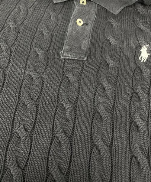 POLO RALPH LAUREN（ポロ・ラルフローレン）POLO RALPH LAUREN (ポロ・ラルフローレン) スモールポニー ケーブルニットポロシャツ グレー サイズ:Mの古着・服飾アイテム