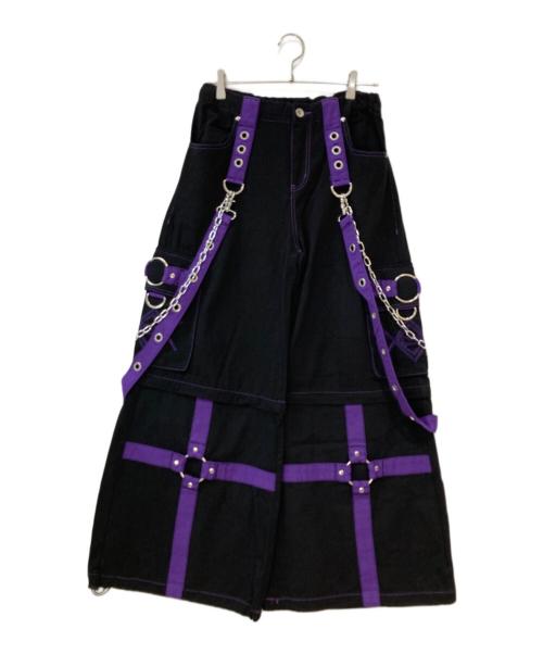 REFLEM（レフレム）REFLEM (レフレム) 2WAYワイドアジャスターパンツ ブラック×パープル サイズ:Freeの古着・服飾アイテム