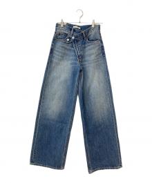 moussy（マウジー）の古着「CROSS WAIST WIDE STRAIGHT デニムパンツ」｜ネイビー