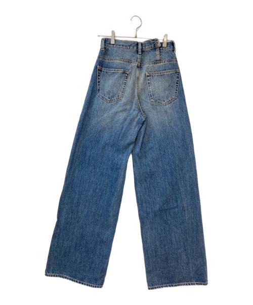 moussy（マウジー）moussy (マウジー) CROSS WAIST WIDE STRAIGHT デニムパンツ ネイビー サイズ:2の古着・服飾アイテム