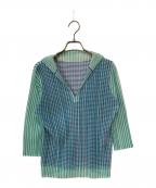 PLEATS PLEASEプリーツプリーズ）の古着「レイヤードプリーツカットソー」｜グリーン