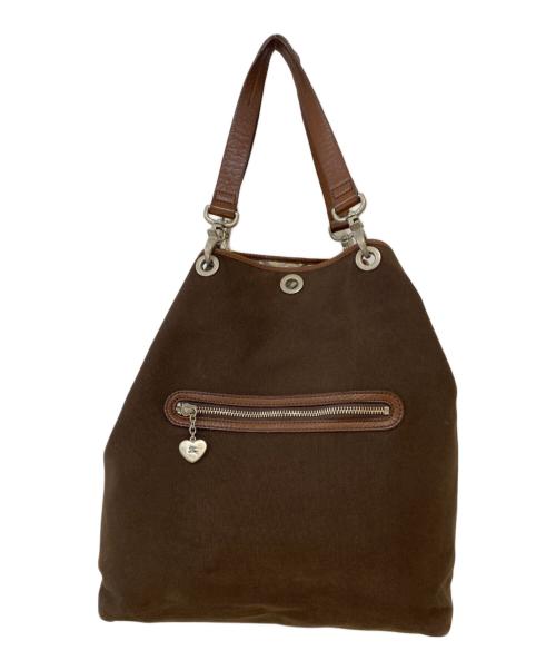BURBERRY BLUE LABEL（バーバリー ブルー レーベル）BURBERRY BLUE LABEL (バーバリー ブルー レーベル) 裏地ノヴァチェック キャンバストートバッグ ブラウンの古着・服飾アイテム
