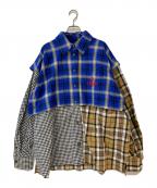 Vivienne Westwood RED LABELヴィヴィアンウエストウッドレッドレーベル）の古着「トリプルチェックブロッキングディタッチャブルシャツ」｜マルチカラー