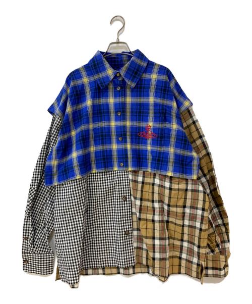 Vivienne Westwood RED LABEL（ヴィヴィアンウエストウッドレッドレーベル）Vivienne Westwood RED LABEL (ヴィヴィアンウエストウッドレッドレーベル) トリプルチェックブロッキングディタッチャブルシャツ マルチカラー サイズ:00 未使用品の古着・服飾アイテム