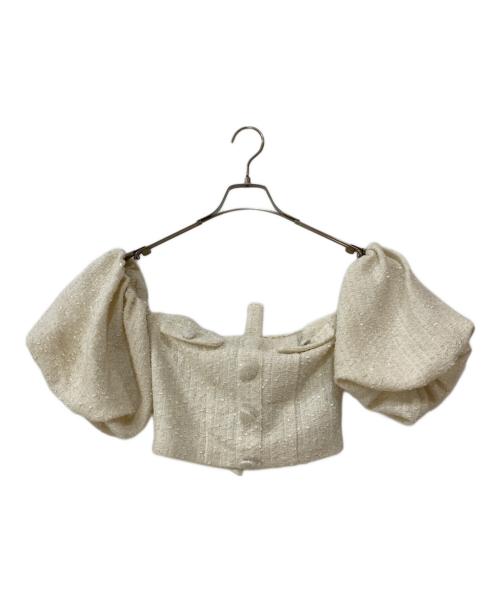 darich（ダーリッチ）darich (ダーリッチ) ホルターネックオフショルツイードトップス アイボリー サイズ:Freeの古着・服飾アイテム