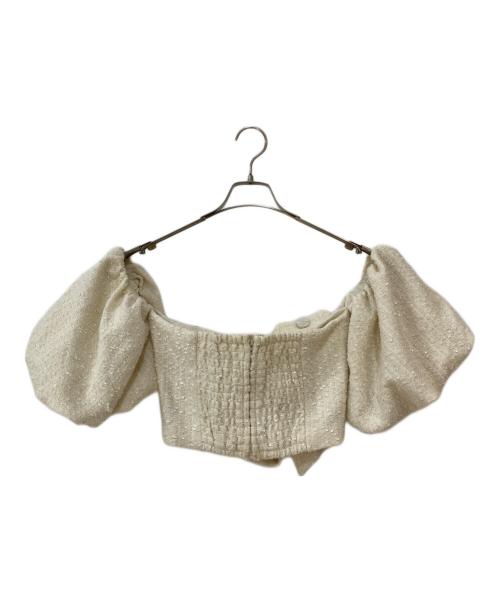 darich（ダーリッチ）darich (ダーリッチ) ホルターネックオフショルツイードトップス アイボリー サイズ:Freeの古着・服飾アイテム
