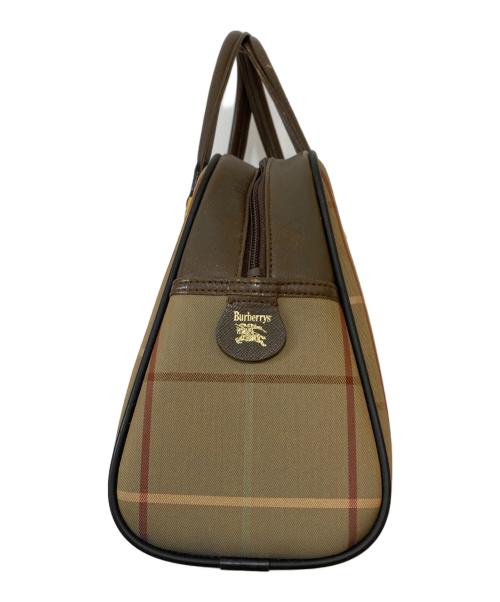 Burberry's（バーバリーズ）Burberry's (バーバリーズ) ウィンドウペンチェックミニボストンバッグ ベージュ×ブラウンの古着・服飾アイテム