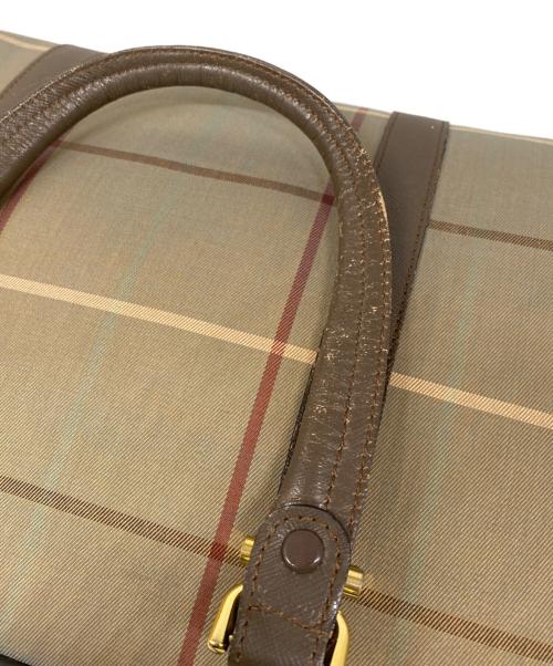 Burberry's（バーバリーズ）Burberry's (バーバリーズ) ウィンドウペンチェックミニボストンバッグ ベージュ×ブラウンの古着・服飾アイテム