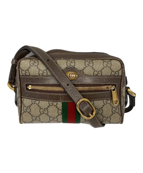 GUCCI（グッチ）GUCCI (グッチ) GGスプリーム オフィディア シェリーライン ショルダーバッグ ブラウンの古着・服飾アイテム