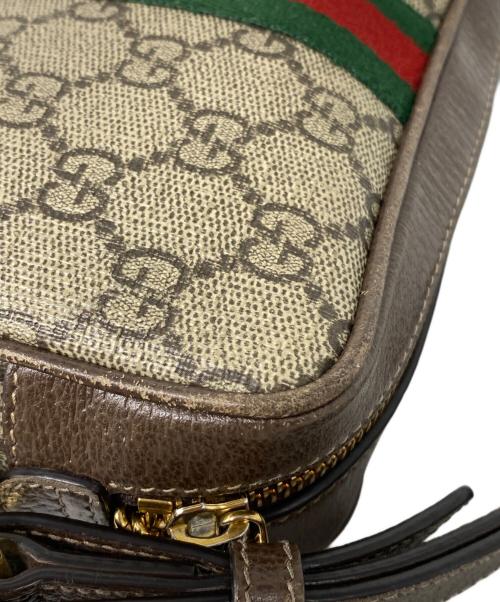 GUCCI（グッチ）GUCCI (グッチ) GGスプリーム オフィディア シェリーライン ショルダーバッグ ブラウンの古着・服飾アイテム