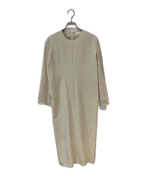 BALLSEY（ボールジィ）BALLSEY (ボールジィ) ドライダブルクロス レースコンビワンピース アイボリー サイズ:36の古着・服飾アイテム