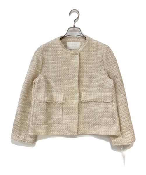 BALLSEY（ボールジィ）BALLSEY (ボールジィ) ミックスヤーンツイード ノーカラージャケット アイボリー サイズ:36 未使用品の古着・服飾アイテム