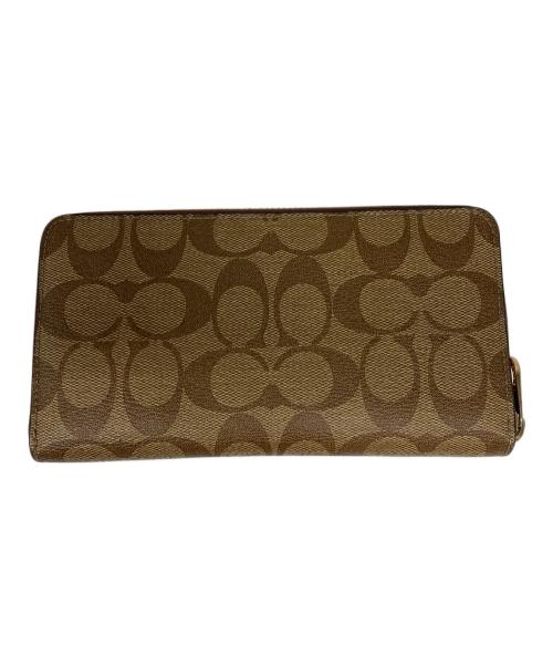 COACH（コーチ）COACH (コーチ) ロング ジップ アラウンド ウォレット シグネチャー キャンバス ブラウンの古着・服飾アイテム