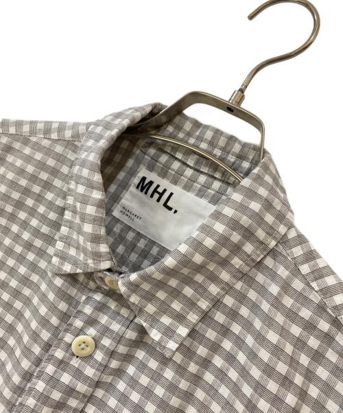 MHL（マーガレットハウエル）MHL (マーガレットハウエル) GINGHAM COTTON LINEN コットンリネンギンガムチェックシャツ グレー サイズ:Mの古着・服飾アイテム