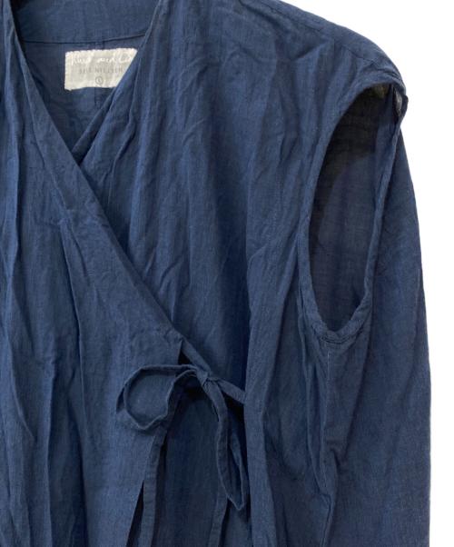 Khadi and Co（カディアンドコー）Khadi and Co (カディアンドコー) コットンラップワンピース ネイビー サイズ:Lの古着・服飾アイテム