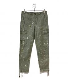 POLO RALPH LAUREN（ポロ・ラルフローレン）の古着「ペイント加工 6ポケット ヘリンボーン カーゴ パンツ」｜カーキ