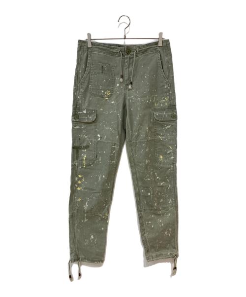 POLO RALPH LAUREN（ポロ・ラルフローレン）POLO RALPH LAUREN (ポロ・ラルフローレン) ペイント加工 6ポケット ヘリンボーン カーゴ パンツ カーキ サイズ: 4の古着・服飾アイテム