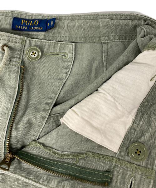 POLO RALPH LAUREN（ポロ・ラルフローレン）POLO RALPH LAUREN (ポロ・ラルフローレン) ペイント加工 6ポケット ヘリンボーン カーゴ パンツ カーキ サイズ: 4の古着・服飾アイテム