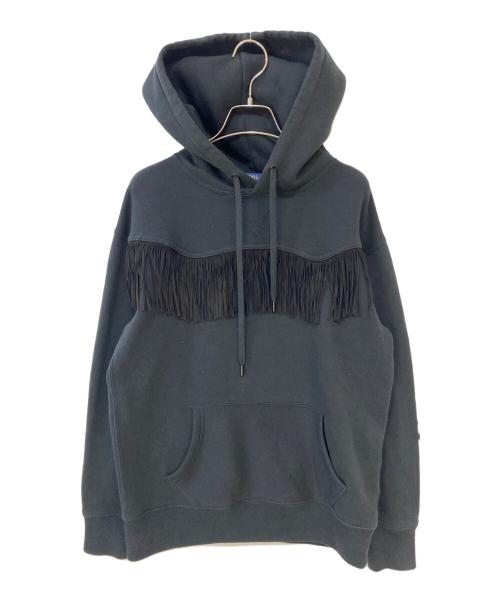 POLO RALPH LAUREN（ポロ・ラルフローレン）POLO RALPH LAUREN (ポロ・ラルフローレン) フリンジトリムフリースフーディー ブラック サイズ:XSの古着・服飾アイテム