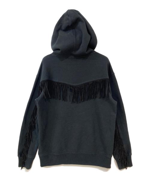 POLO RALPH LAUREN（ポロ・ラルフローレン）POLO RALPH LAUREN (ポロ・ラルフローレン) フリンジトリムフリースフーディー ブラック サイズ:XSの古着・服飾アイテム
