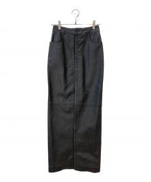 Saint Laurent Paris（サンローランパリ）の古着「スナップボタン レザースカート」｜ブラック