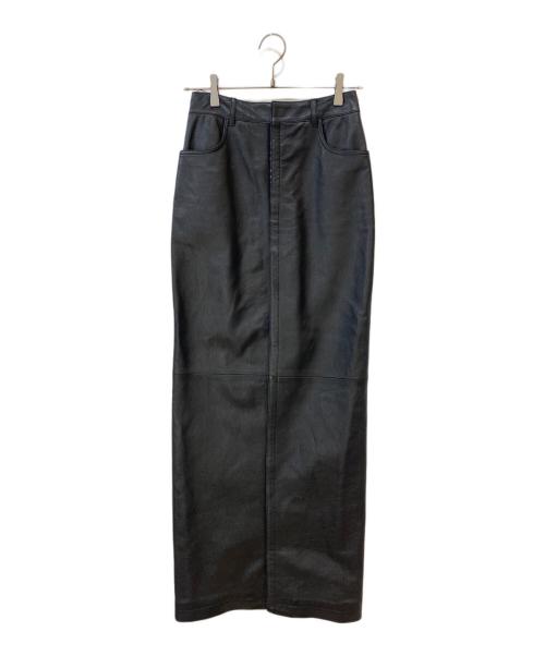 Saint Laurent Paris（サンローランパリ）Saint Laurent Paris (サンローランパリ) スナップボタン レザースカート ブラック サイズ: 36の古着・服飾アイテム