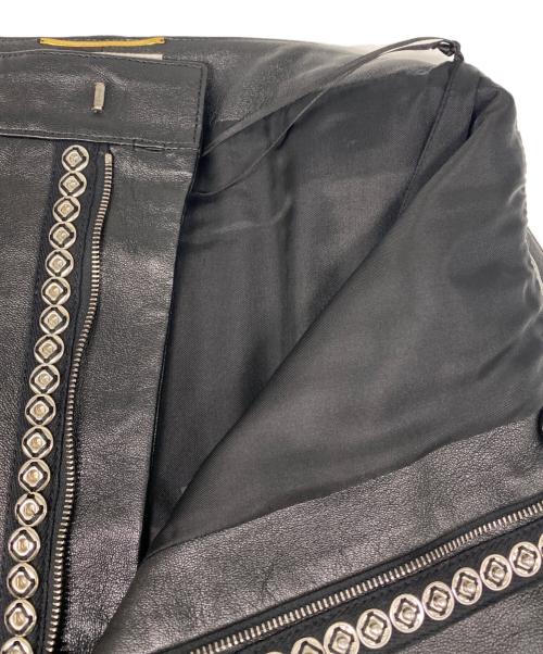 Saint Laurent Paris（サンローランパリ）Saint Laurent Paris (サンローランパリ) スナップボタン レザースカート ブラック サイズ: 36の古着・服飾アイテム