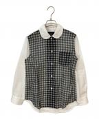 tricot COMME des GARCONSトリココムデギャルソン）の古着「ギンガムチェック切替丸襟シャツ」｜ブラック