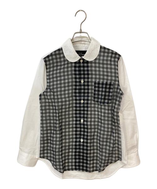 tricot COMME des GARCONS（トリココムデギャルソン）tricot COMME des GARCONS (トリココムデギャルソン) ギンガムチェック切替丸襟シャツ ブラック サイズ:Mの古着・服飾アイテム