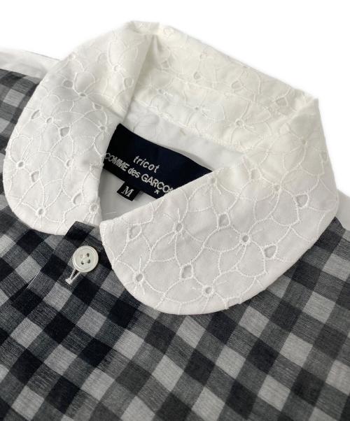 tricot COMME des GARCONS（トリココムデギャルソン）tricot COMME des GARCONS (トリココムデギャルソン) ギンガムチェック切替丸襟シャツ ブラック サイズ:Mの古着・服飾アイテム
