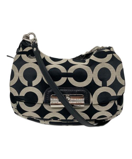 COACH（コーチ）COACH (コーチ) シグネチャー オプアート 2WAY ショルダーバッグ ブラック×グレーの古着・服飾アイテム