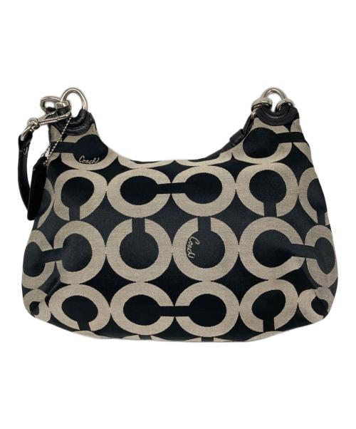 COACH（コーチ）COACH (コーチ) シグネチャー オプアート 2WAY ショルダーバッグ ブラック×グレーの古着・服飾アイテム