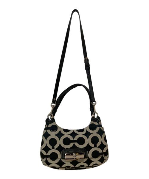 COACH（コーチ）COACH (コーチ) シグネチャー オプアート 2WAY ショルダーバッグ ブラック×グレーの古着・服飾アイテム