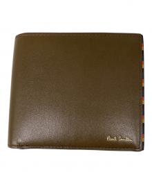 PAUL SMITH（ポールスミス）の古着「ブライトストライプトリム コンパクトウォレット」｜ベージュ