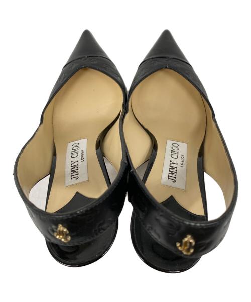 JIMMY CHOO（ジミーチュウ）JIMMY CHOO (ジミーチュウ) Liya JC エンボスロゴ スリングバックサンダル ブラック サイズ:36の古着・服飾アイテム