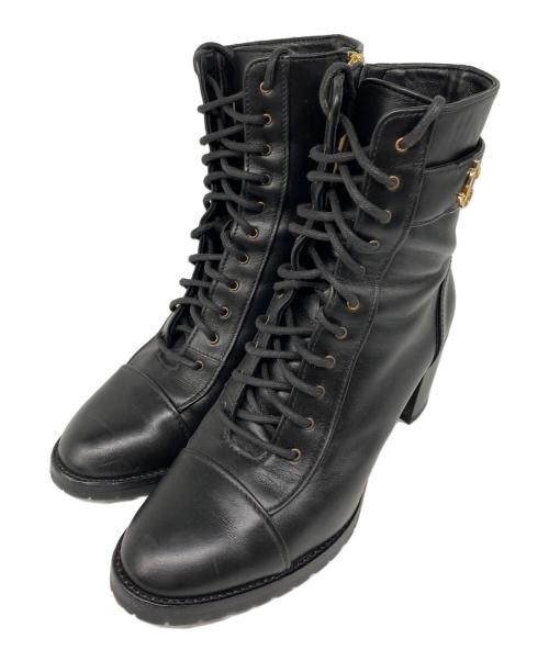 JIMMY CHOO（ジミーチュウ）JIMMY CHOO (ジミーチュウ) CAYO65 レースアップショートブーツ ブラック サイズ:37の古着・服飾アイテム