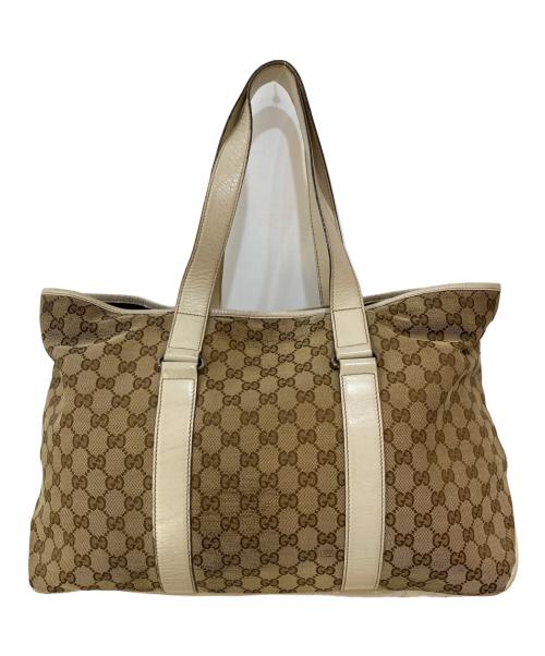 GUCCI（グッチ）GUCCI (グッチ) GGキャンバストートバッグ ブラウンの古着・服飾アイテム